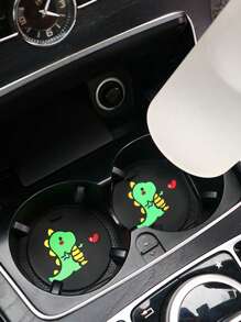 Thảm lót cốc ô tô Tấm lót chống trượt có ngăn đựng, Thảm lót cốc sáng tạo đa chức năng thiết kế hoạt hình khủng long - Nhiều màu - Xem 6