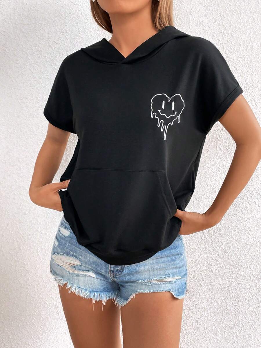 SHEIN Unity Quần áo thể thao nữ Túi Hoạt hình Giải trí - màu đen - Xem 1