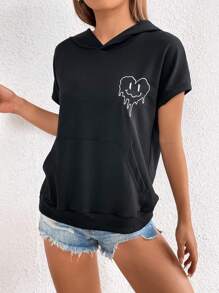 SHEIN Unity Quần áo thể thao nữ Túi Hoạt hình Giải trí - màu đen - Xem 3