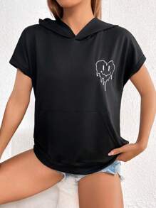 SHEIN Unity Quần áo thể thao nữ Túi Hoạt hình Giải trí - màu đen - Xem 5