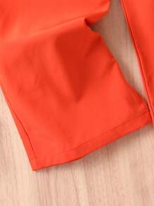 SHEIN Girls Ruffle Trim Belted Wide Leg Jumpsuit - Orange - View 6