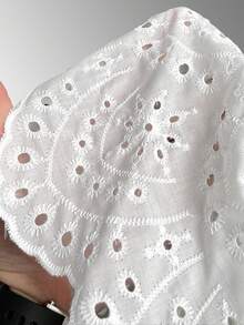 SHEIN VCAY Off Shoulder Scallop Trim Schiffy Dress - White - View 7