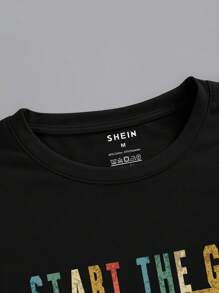 Manfinity Dauomo Men Cotton Gamepad & Letter Graphic Tee - Black - View 3