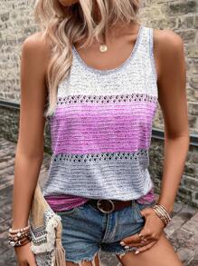 SHEIN LUNE 撞色背心上衣 - 彩色 - 查看 3