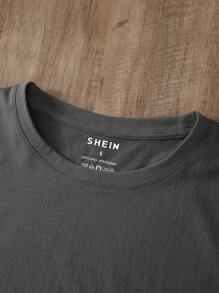 INAWLY 素色圓領T恤 - 深灰色 - 查看 3