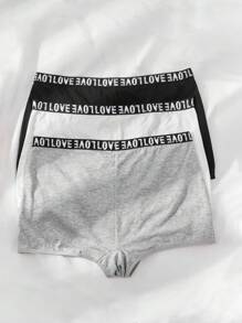 3pcs Letter Tape Waistband Boyshorts - Multicolor - View 2