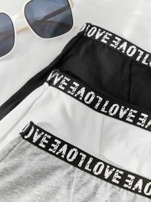 3pcs Letter Tape Waistband Boyshorts - Multicolor - View 3