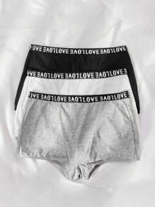3pcs Letter Tape Waistband Boyshorts - Multicolor - View 4