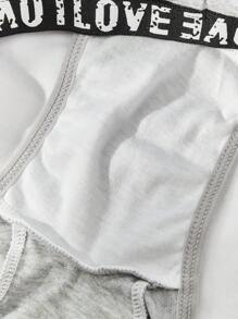 3pcs Letter Tape Waistband Boyshorts - Multicolor - View 5