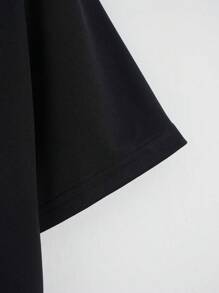 INAWLY Áo thun crop hình bướm và chữ Áo thun crop hình phụ nữ - màu đen - Xem 5