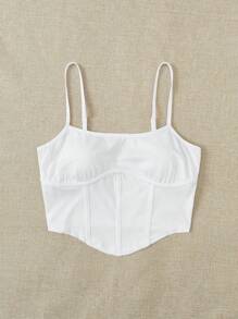 SHEIN EZwear Solid Bustier Cami Top - White - View 4