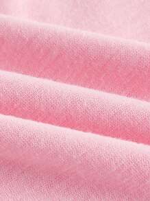 ROMWE Kawaii Áo khoác và áo lót dành cho xe tăng nữ Tương phản ren Thắt nút màu trơn Giải trí - Hồng - Xem 3