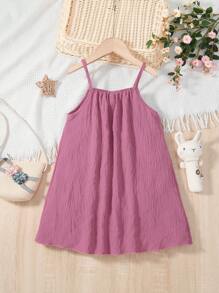 Toddler Girls Solid Cami Dress - Pink - View 2