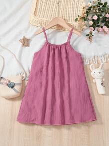 Toddler Girls Solid Cami Dress - Pink - View 3