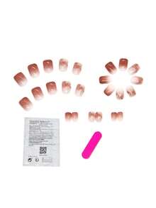Nâng tầm phong cách của bạn với bộ móng tay giả ombre vuông ngắn long lanh 24 chiếc - Nhiều màu - Xem 2