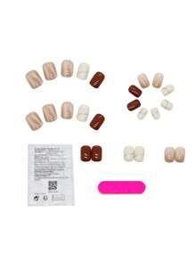 Trở nên quyến rũ với Bộ móng giả 24 chiếc ngắn hình vuông bằng đá cẩm thạch che phủ hoàn toàn - Nhiều màu - Xem 2