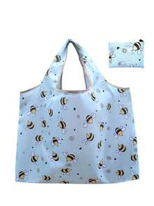 Túi mua sắm hình con ong, Túi tote dung lượng lớn cho túi đi học ngoài trời dành cho sinh viên tốt nghiệp, cô gái tuổi teen, sinh viên năm nhất, sinh viên năm hai, trung học cơ sở và trung học phổ thông, đại học và trung học phổ thông, hoàn hảo cho hoạt động ngoài trời, du lịch và trở lại trường học - Màu xanh lam - Xem 2