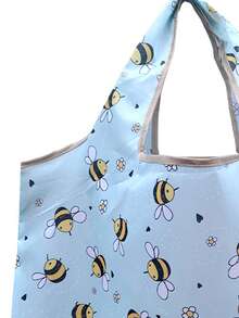 Túi mua sắm hình con ong, Túi tote dung lượng lớn cho túi đi học ngoài trời dành cho sinh viên tốt nghiệp, cô gái tuổi teen, sinh viên năm nhất, sinh viên năm hai, trung học cơ sở và trung học phổ thông, đại học và trung học phổ thông, hoàn hảo cho hoạt động ngoài trời, du lịch và trở lại trường học - Màu xanh lam - Xem 3