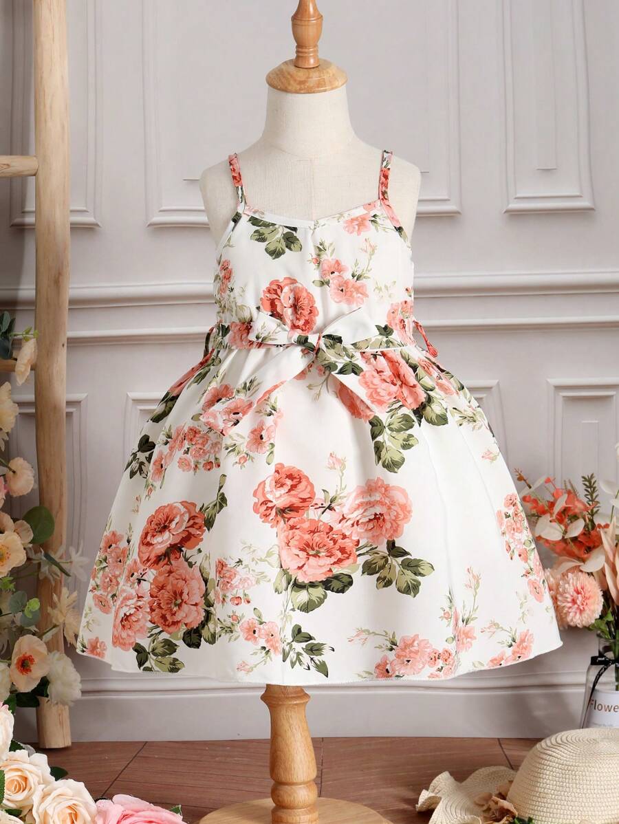 SHEIN Đầm bé gái Hoa Boho - trắng - Xem 1
