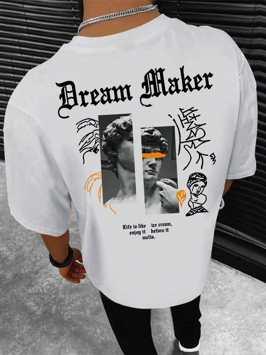 Manfinity EMRG Men Sculpture & Slogan Graphic Tee - White - View 1
