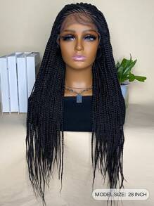 Glueless Lace Wigs Knotless Box Braided Wigs 13*4 Natural Black 28 Inches Synthetic Braids Wig Lace Front Wigs With Baby Hair For Women - Black - View 1