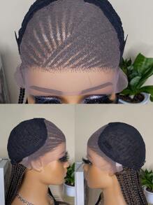 Glueless Lace Wigs Knotless Box Braided Wigs 13*4 Natural Black 28 Inches Synthetic Braids Wig Lace Front Wigs With Baby Hair For Women - Black - View 3