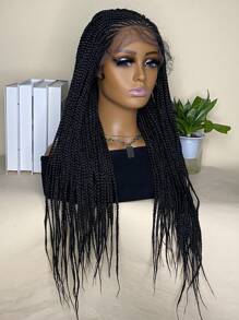 Glueless Lace Wigs Knotless Box Braided Wigs 13*4 Natural Black 28 Inches Synthetic Braids Wig Lace Front Wigs With Baby Hair For Women - Black - View 4