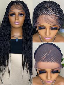 Glueless Lace Wigs Knotless Box Braided Wigs 13*4 Natural Black 28 Inches Synthetic Braids Wig Lace Front Wigs With Baby Hair For Women - Black - View 5