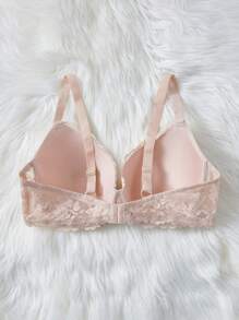 Plus Floral Lace Underwire Bra - Baby Pink - View 2
