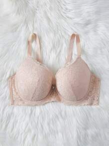 Plus Floral Lace Underwire Bra - Baby Pink - View 4
