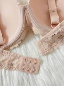 Plus Floral Lace Underwire Bra - Baby Pink - View 5