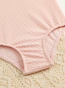 Baby Girl Ruffle Trim One Piece Swimsuit With Headband