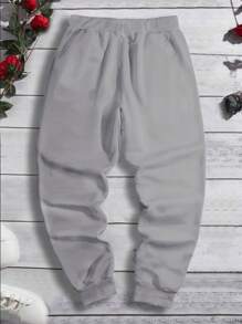 Manfinity LEGND Loose Fit Men's Dragon & Japanese Letter Graphic Drawstring Waist Sweatpants - Grey - View 2