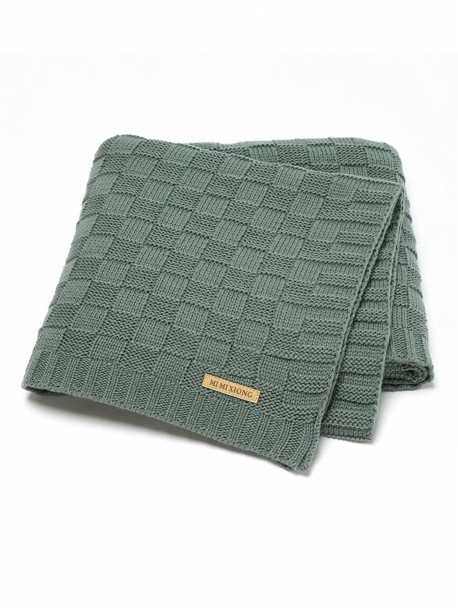 1 Chữ Cho Bé Miếng Dán Trang Trí Trái Tim & Họa Tiết Kẻ Sọc Cổ Quấn Chăn Cho Cuộc Sống Hàng Ngày - Màu xanh lá cây đậm - Xem 1