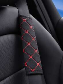 MEIKAXIU 1入組透氣滌綸汽車安全帶套 - 紅色 - 查看 3