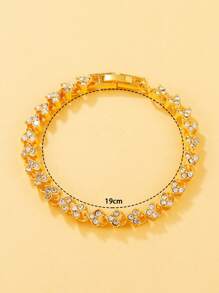 1pc Rhinestone Decor Quartz Watch & 1pc Bracelet - Gold - View 5