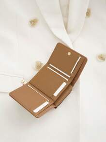 简约拉链三折迷你轻薄多层便携式身份证信用卡多功能现金卡夹简约时尚现代商务周年纪念情人节生日礼物礼物情侣女士女孩女士男士男士礼品包女士钱包钱包小钱包 - 棕色 - 查看 2