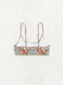 Swim Mod Summer Beach Floral Print Bikini Top - Multicolor - View 3