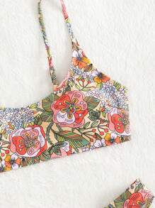 Swim Mod Summer Beach Floral Print Bikini Top - Multicolor - View 5