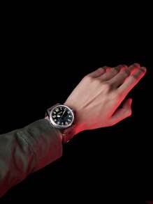 SEA-GULL 1pc Men Star Decor Brown PU Polyurethane Strap Fashion Water Resistant Round Dial Mechanical Watch, For Daily Life - Black - View 2