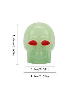 4入組頭骨設計橡膠夜光汽車輪胎氣門嘴蓋 - 綠色 - 查看 5