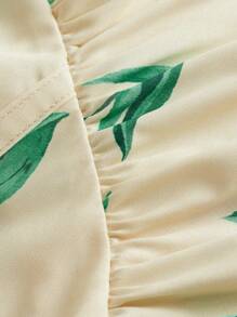 SHEIN MOD 滿版印花緊身吊帶連衣裙 - 黃色 - 查看 3