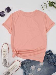 SHEIN Unity 爱心与口号图案 T 恤 图案 T 恤 女式上衣