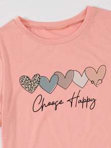 SHEIN Unity 爱心与口号图案 T 恤 图案 T 恤 女式上衣