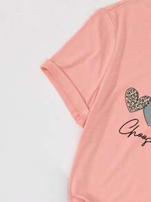 SHEIN Unity 爱心与口号图案 T 恤 图案 T 恤 女式上衣