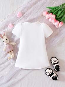 Baby Girl Figure & Letter Graphic Tee Dress - White - View 2
