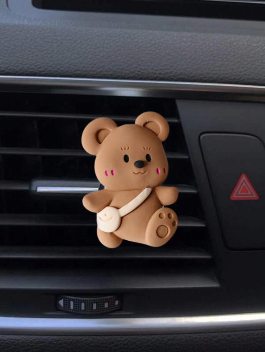 1 cái Clip thiết kế gấu thạch cao trang trí cửa thoát khí ô tô - Cà phê nâu - Xem 1