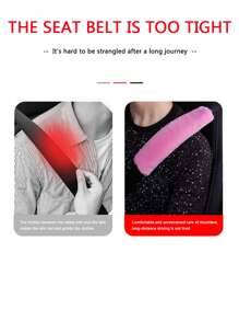 Car Seat Belt Cover Set, Anti-Chafe Shoulder Pads Seat Belt Protector Decorative Accessories - Pink - View 6