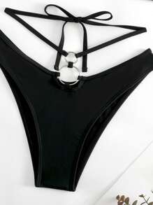 Swim SXY 環鏈掛脖比基尼泳裝 - 黑色 - 查看 7