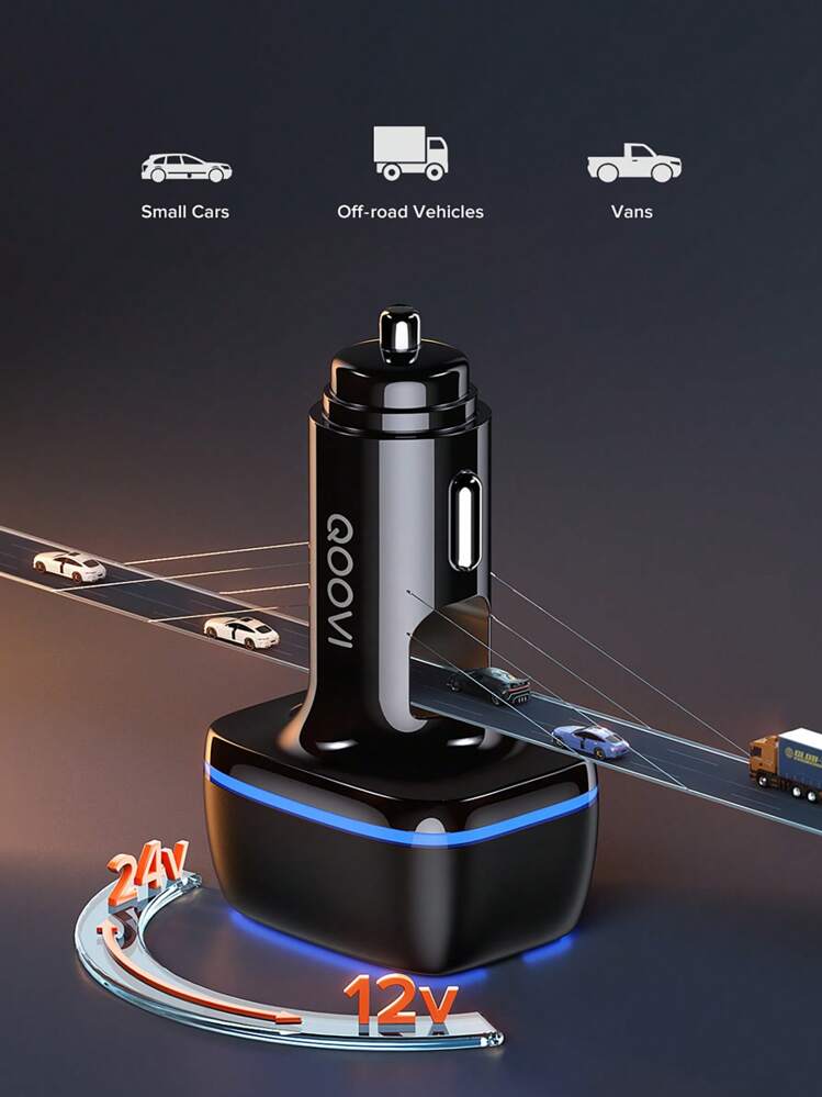44W PD USB Type-C 3 יציאות טעינה מהירה לרכב תואם לאייפון - שחור - ראה 5